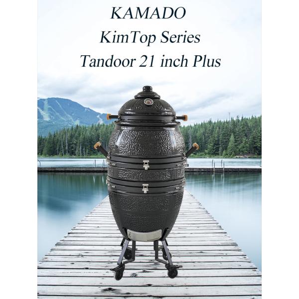 Kimstone High Quality 21 Inch  Ceramic Charcoal Smoker Grill  Tandoor Oven Big Space Hanging Grill Portable for Outdoor & Indoor