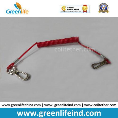Solid Black Spring Phone Holder Cord W/Alert Whistle