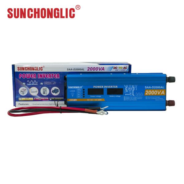 2000w power inverter with lcd display modified sine wave dc 12v to ac 220v 