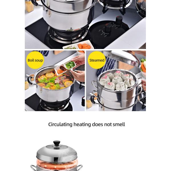 New Arrival Kitchen Industrial Steamer Pot Cookware Mutil Layer Stainless Steel Steamer Pot With SS Handle