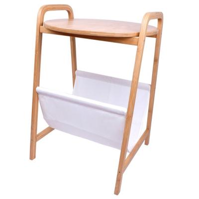 Mesa de sala de banho de bambu com armazenamento de tecido não tecido versátil e ecológico