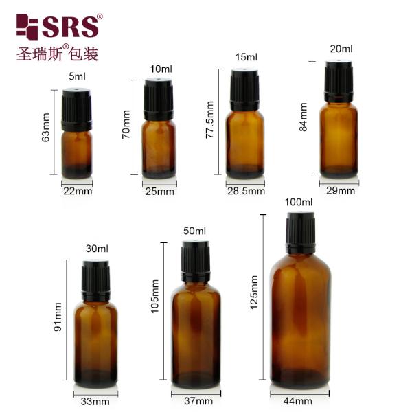 BLPF-30ML Empty Amber Glass Roller Bottles UV Proof With Child Resistant Cap