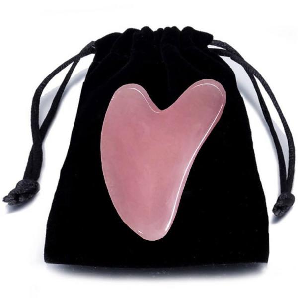 Engrave Logo Natural Pink Stone Real Rose Quartz Facial GuaSha for Facial Massage