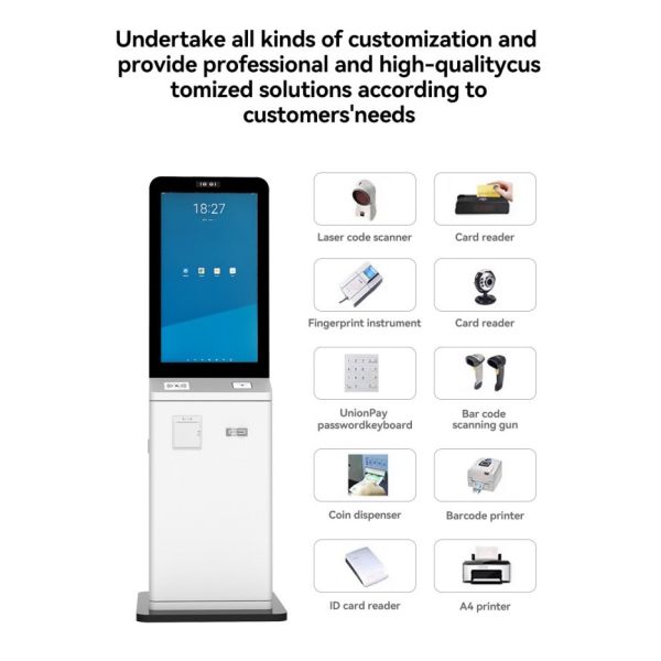 43 Inch Android Automatic Touch Screen Restaurant Self Ordering Machine With Scanner and Printer