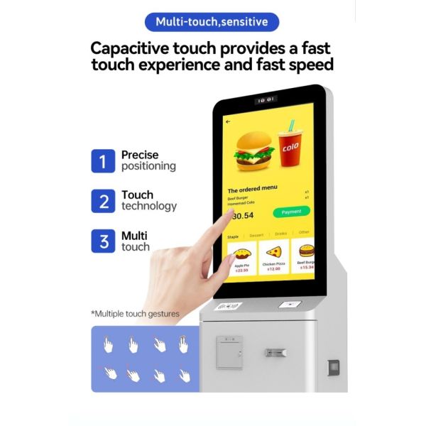 43 inch Windows Floor Standing Terminal Payment Self Service Kiosk Pos System With Printer QR Code Scanner