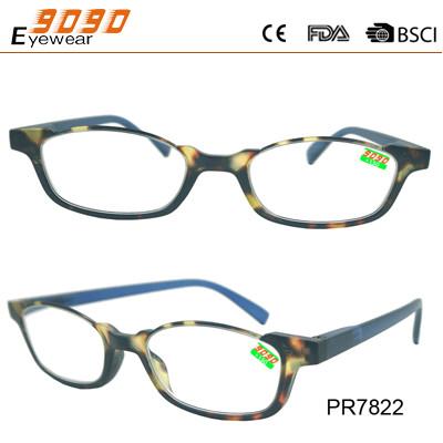 Fashionable reading glasses ,made of plastic,spring hinge,suitable for men and women