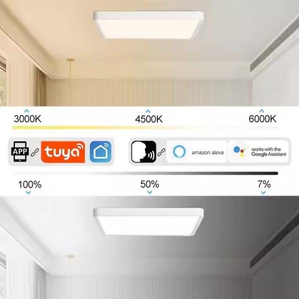 Remote Control CCT LED Ceiling Light Square Smart LED Panel Lamp For Living Room