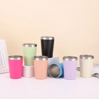 8oz/12oz personnalisé double mur tasse en acier inoxydable en acier inoxydable étui à vide isolé en plastique sans couvercle BPA facile à nettoyer