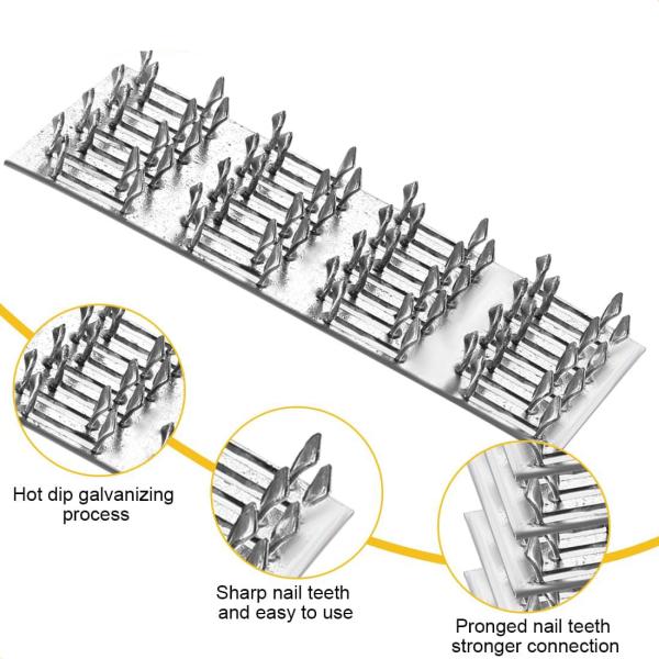 Flat Mending Pronged Truss Plate Galvanized Steel 1Mm Thick Nail Teeth Height 8mm