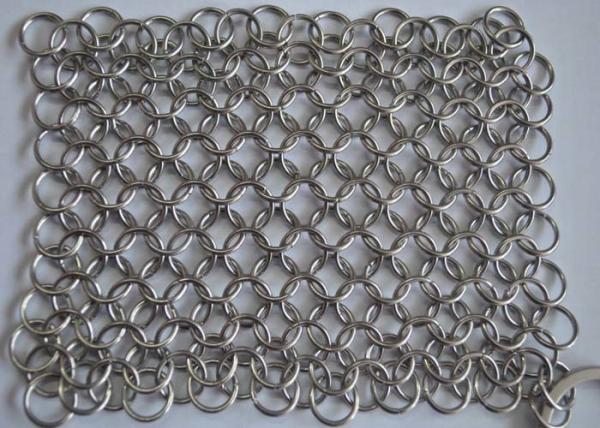 líquido de limpeza de aço inoxidável do molde do ferro do purificador de 304 7*7 Chainmail para o produto comestível