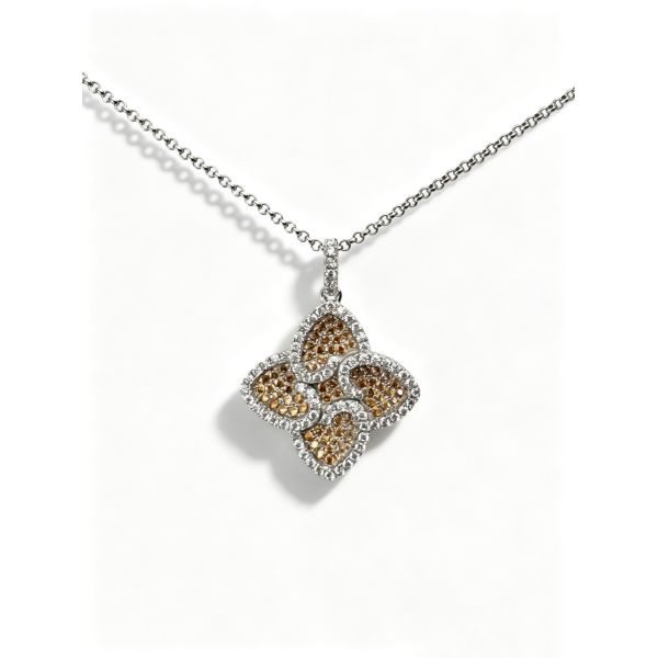 925 Sterling Silver Black White Micro Pave Setting AAA CZ Dangle Pendant 4 Leaf Shape Symbolizing Prosperity Longevity and Auspiciousness for Elegant Jewelry Collections, Lucky Jewelry Set