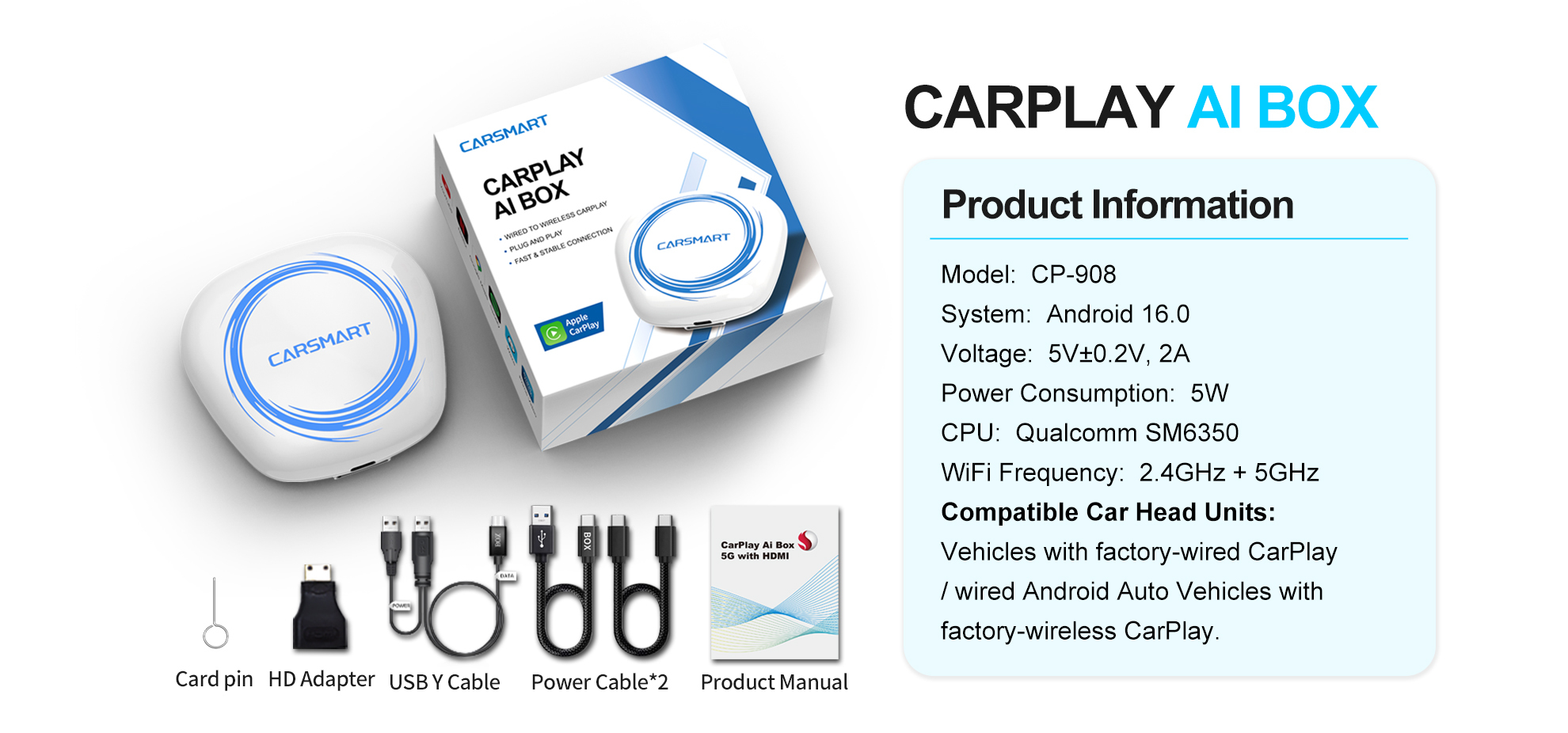 Youtube Netflix Android Ai Adaptor Carplay Box Android 16 For Original Car Screen