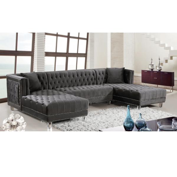 Durable Breathable Velvet Modular Sofa , Anti Scratch Sofa Bed With Chaise