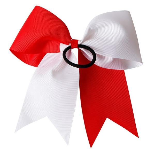 Girl Hair Decoration American Red White Patriotic Festival Hair Bow with Elastic Band