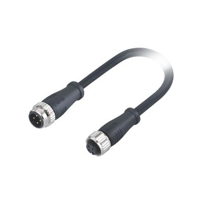 Conector M16 Macho para Fêmea 4 Pinos A Código Moldado Pur 1m 4x16awg Cabo Não Blindado