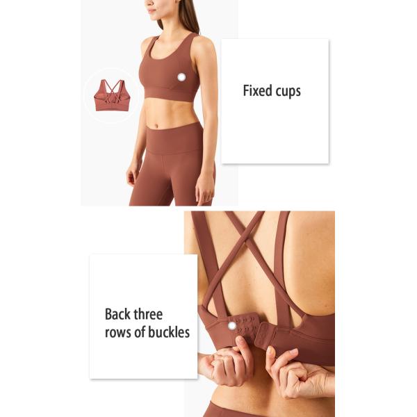 Criss Cross Back Padded Strap Sports Bras For Women Yoga Fitness Tops