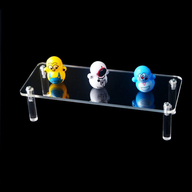 Handcrafted Acrylic Trapezoidal Display Frame with Blind Box Storage Single Tier Shelf for Doll or Pot Display