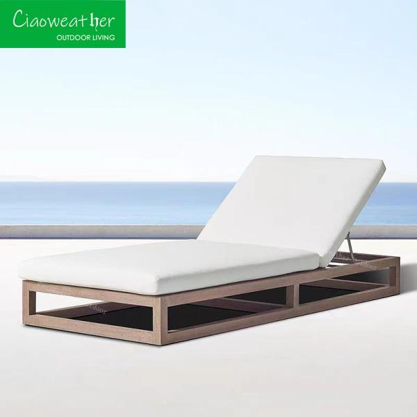 Outdoor Villa Hotel Garden Terrace Wooden Bed Lounge Chair with Solid Wood Style and Mail Packing