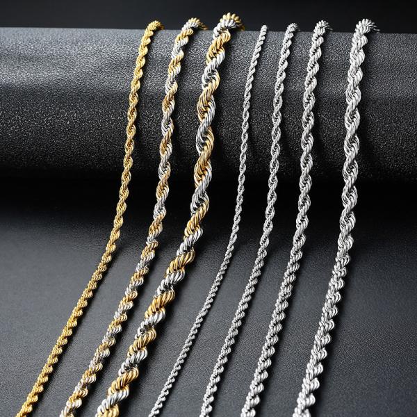 Stainless Steel Twist Rope Chain Necklace For Women and Men Fashion Jewelry Accessories