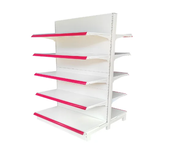Pharmacy shelf white color double sided pharmacy display rack