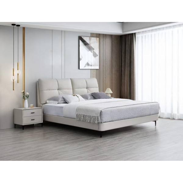 Solid Leather Bed for Contemporary Bedrooms and Hospitality Environments