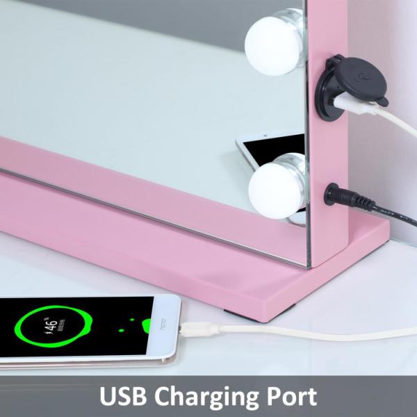Modern Hollywood Makeup Mirror with 3 Color Temperature Adjustable Brightness and USB Charging Port