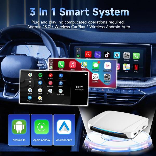 TBox UHD Multimedia Video Box Android 13 Wireless Adapter Carplay Ai Box HDMI SDM660 Processor 4Gb USB HD Video For Youtube Tiktok