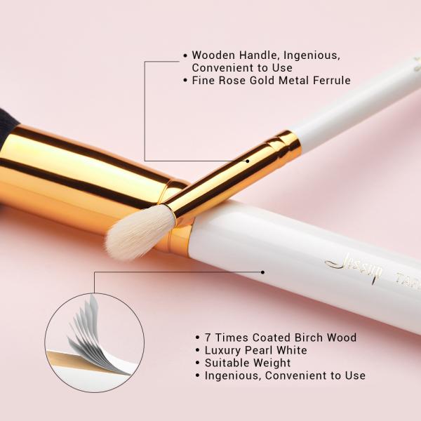 White Gold Jessup 15 Pcs Makeup Brush Set dense Handcrafted