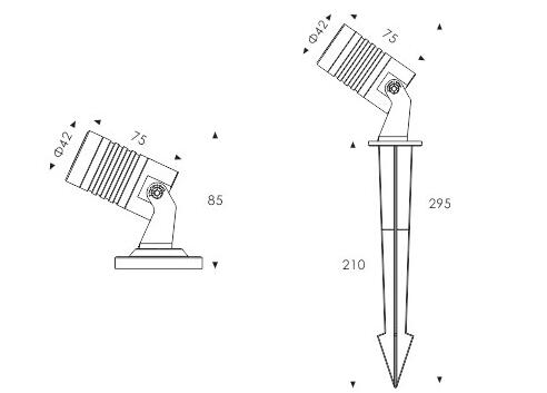 EDISON Outside LED Garden Spotlights With Powder Coating Aluminum Housing 24VDC