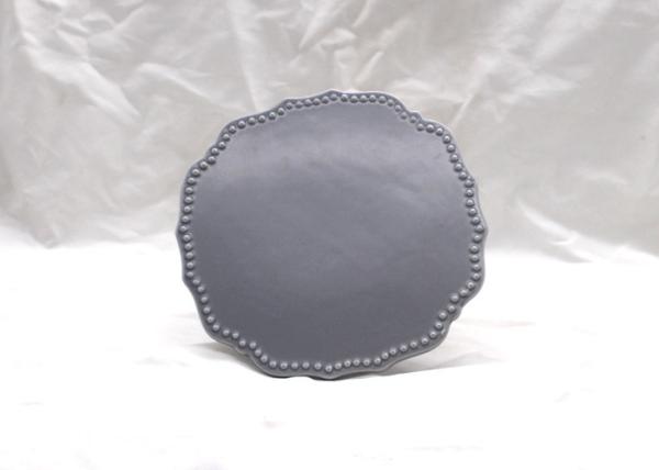 11 Inch Diameter Gray Ceramic Cake Plate , Dolomite Handmade Round Cake Stand Cake Tool
