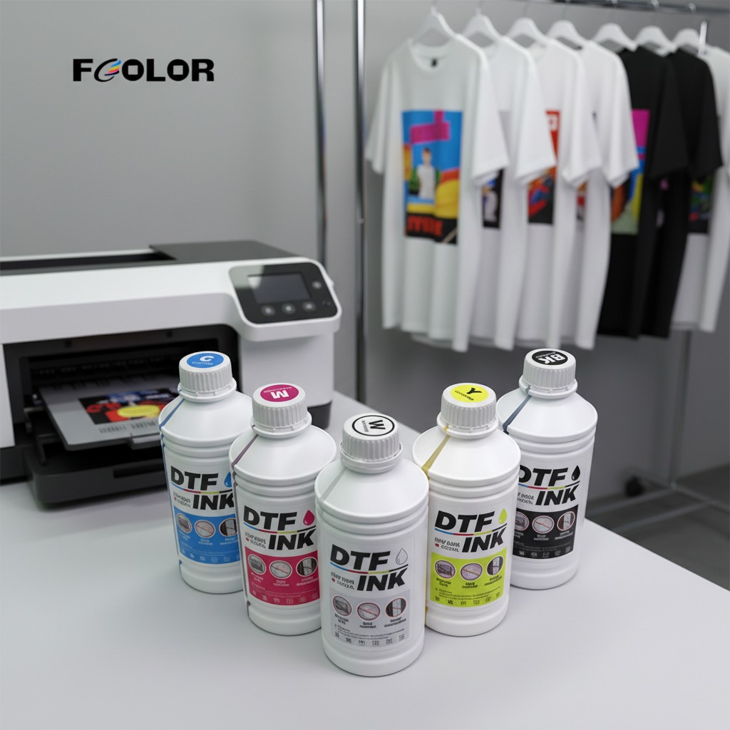 FCOLOR 1000ml High Quality Tinta Transfer Dtf White Ink No Sediment No Clogging Premium Dtf Ink for Xp600 I3200 L1800 ET8550