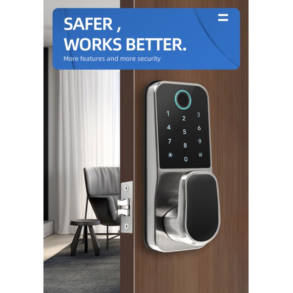 YAGU Smart Locks Biometric Password and Fingerprint Electronic Replacement Ball Lock Aluminum or Wooden Door Lock TTLOCK APP