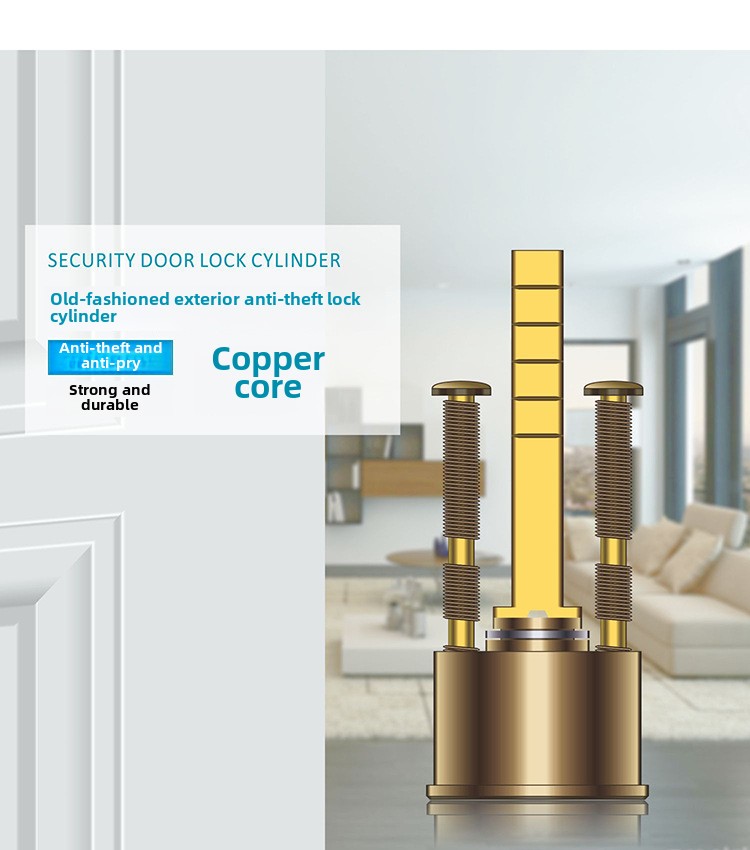 Modern Design Anti-Theft Security Door Lock Full Copper Waterproof B-Grade Core Universal for Old Modern Apartments Finished