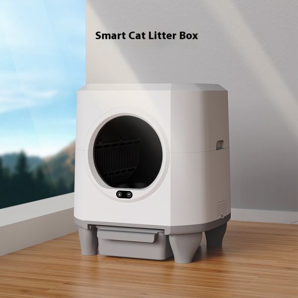 80L Automatic Cat Litter Box Radar Gravity Infrared Induction Anti-Pinch Plastic Toilet Easy Clean Eco-Friendly Large Capacity