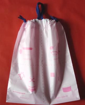 Saco cosmético do cordão plástico das mulheres luxuosas personalizado, cor-de-rosa