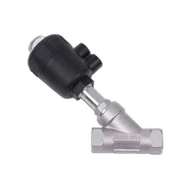 Y Type Pneumatic Angle Seat Valve Thread Stainless Steel Pneumatic Globe Valve for Steam Water Treatment Pipeline
