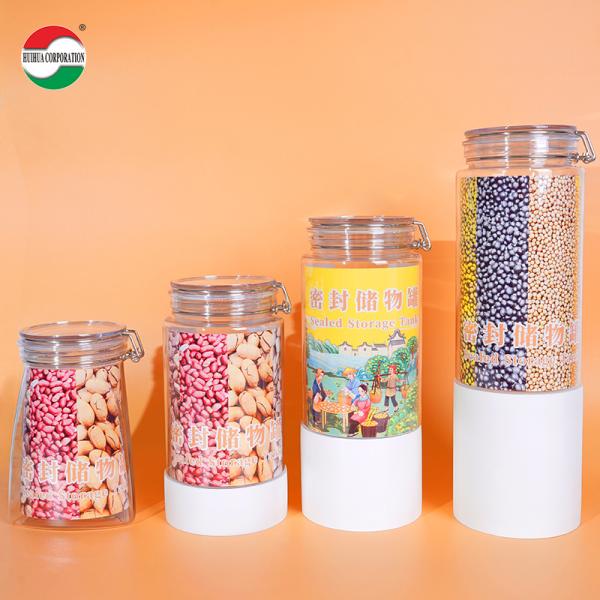 Food Grade PET Sealed Storage Jar Clear Plastic Cylinder For Dried Food Tangerine Peel Tea Nuts