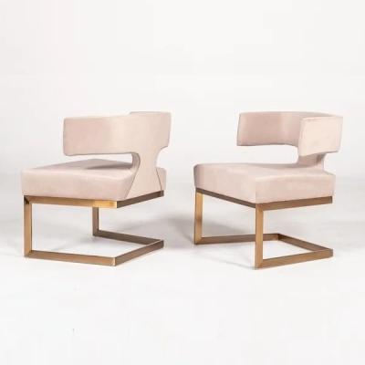 Unique design leisure stainless steel dining chair upholstery arm chair sofa chair for living room hotel