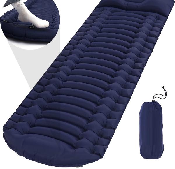 Inflatable Sleeping Pad for Camping, Extra Thickness 3.9 Inch Camping Pad with Pillow, Quick Inflation by Stamping