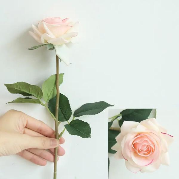 Flor de rosa artificial de caule único Flor de namoro Flor de seda de casamento Bouquet de rosa