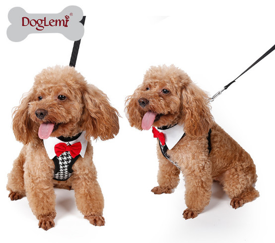 Vest puppies chest harness, fashion bow pet chest back, Teddy bear walking leash；Pet clothes customization,