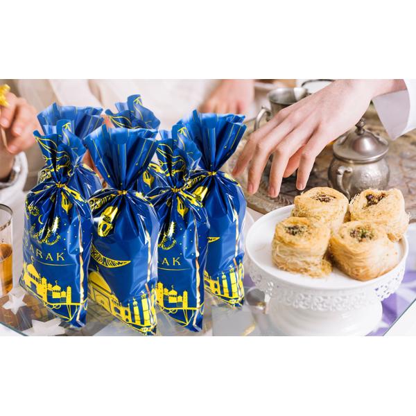 Waterproof Party Decorations Eid Mubarak Goodie Bags , Cellophane Candy Treat Bags