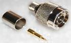Brass RF Coaxial Connectors For RG58 Cable , Straight Crimp Connector N Male Plug