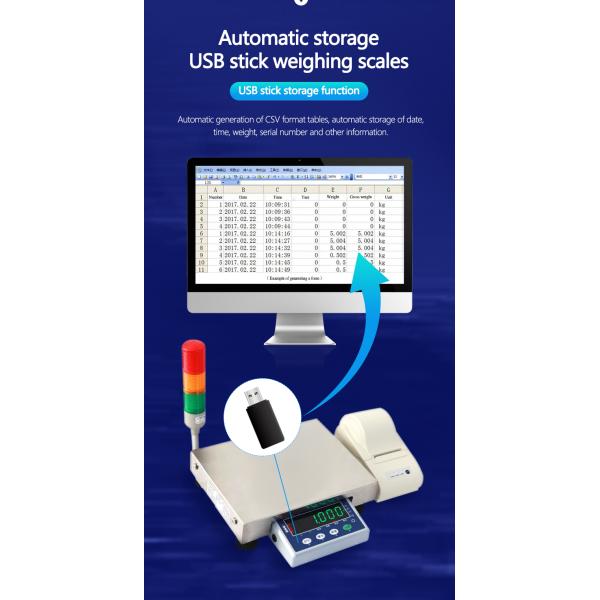 3KG Steel SOHE ATJP Scale with LED Three-color Alarm Light and Barcode QR Code Printing