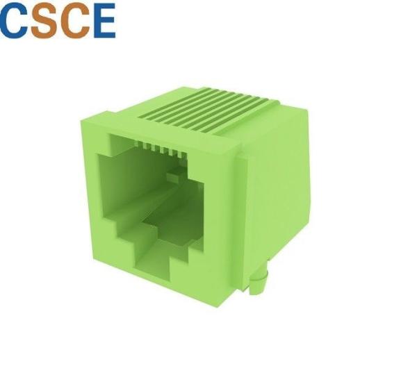 Right Angle Panel RJ45 Modular Jack Green Color Contact Resistance 30 Milliohms Max