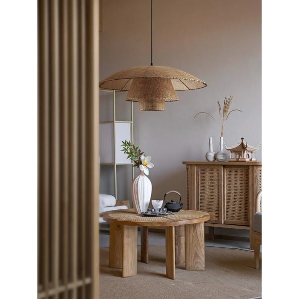 Restaurant Lighting Living Room Parlor Bar Decor Japanese Wicker Art Petal Pendant Light(WH-WP-141)