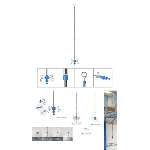 Retractable Stainless Steel Infusion Hanger, Hospital Bed IV Stand