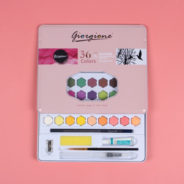 Water Soluble Pigment 36 Paints Set Metal Magnetic Watercolor Paint With Water Brush Pen