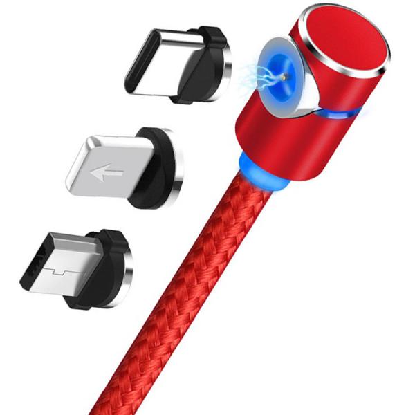 Multi Colored Magnetic Phone Charger , Magnetic Usb C Cable 3 In 1 Connectors
