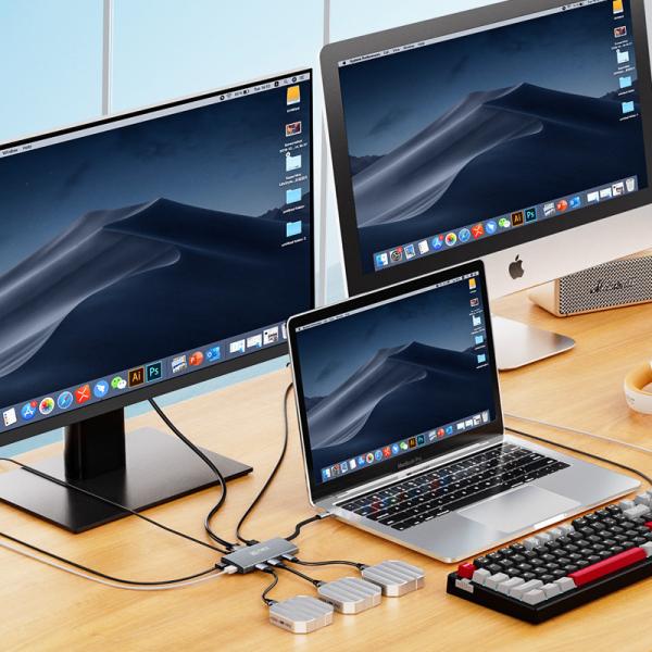 Dual HDMI 8K 9 ports USB C Hub de données 10G avec adaptateur multiport Pour MacBook Pro Air